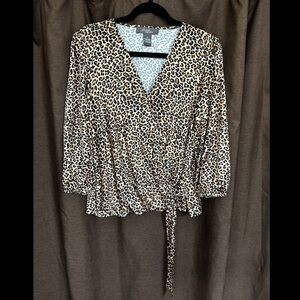 Leopard Print V-Neck Blouse